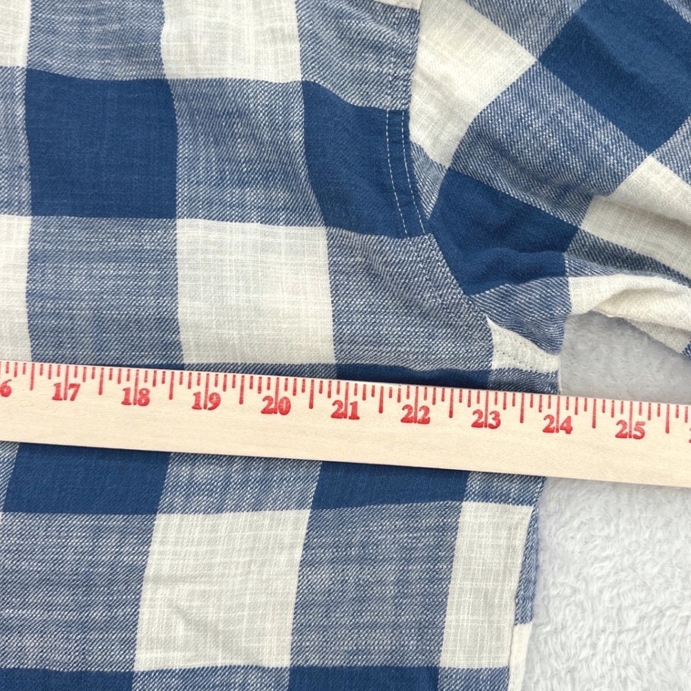 American Eagle Mens Hoodie Shirt Large Blue Plaid Super Soft Flannel Hooded - Picture 7 of 13